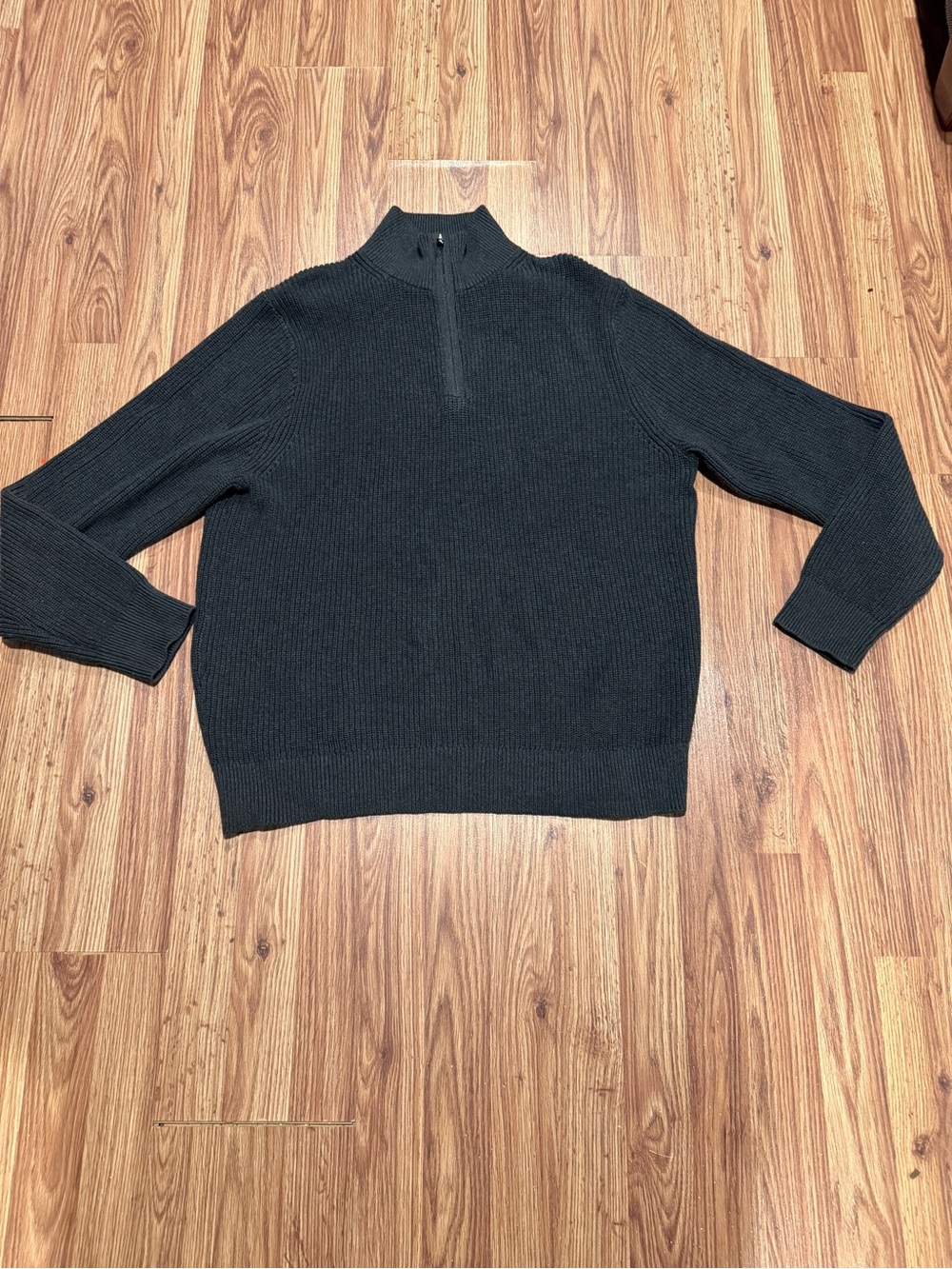 J.Crew Heritage Cotton Ribbed Quarter-Zip Sweater Charcoal Large